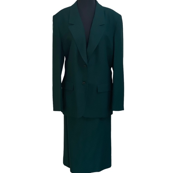 Pendleton Classic Virgin Wool Hunter Green 2 Pcs Suit Sz 16 Blazer 14 Skirt Set - Picture 12 of 16